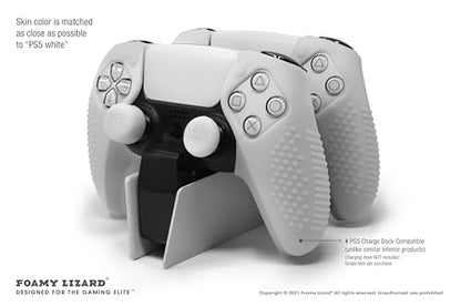 SensePro PS5 Controller Skin Grip, Anti-Slip Studded, PS White | Dock Compatible, Soft Gel Silicone Cover for Playstation 5 Dualsense, Rubber Protector, Raised Thumb Grip Caps - color: PS5 White