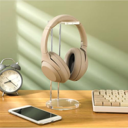 Xuhal Acrylic Headphone Stand Headset Holder for Desk, Clear Gaming Headset Stand Universal Headphone Holder for Desktop Display, with Metal Hardware(Round) - style: Round