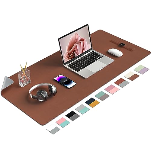 Aothia Double-Sided PU Leather Desk Pad - Non-Slip Large Mouse Pad & Desk Mat for Office, Home - Waterproof, Easy to Clean, Durable Dual-Sided Surface (Brown, 36" x 17") - color: Brown, size: 36" x 17"