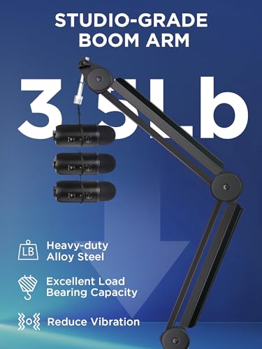 InnoGear Mic Arm Microphone Boom Arm Cable Management for Blue Yeti, Black | Desk Mount, for Shure Fifine, Professional Appearance, Extendable, Horizontal Reach 32.3", 3.5 lb Weight Capacity, Heavy-Duty - color: Black, style: Standard Clamp