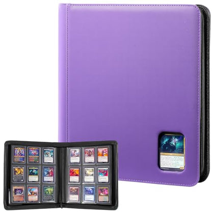 ProCase Top Loader Binder, 9 Pocket Holds 324 Toploaders, Purple | Non-PVC Pockets Waterproof PU Leather Binder for Trading Cards or Sports Cards, Compatible with TCG, MTG in 3"x4" Toploader - color: 3-Purple