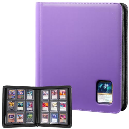 ProCase Top Loader Binder, 9 Pocket Holds 324 Toploaders, Purple | Non-PVC Pockets Waterproof PU Leather Binder for Trading Cards or Sports Cards, Compatible with TCG, MTG in 3"x4" Toploader - color: 3-Purple
