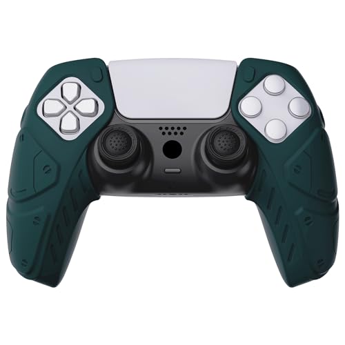 PlayVital Mecha Edition Racing Green Ergonomic Soft Controller Silicone Case Grips for ps5, Rubber Protector Skins with Thumbstick Caps for ps5 Controller - Compatible with Charging Station - color: Racing Green
