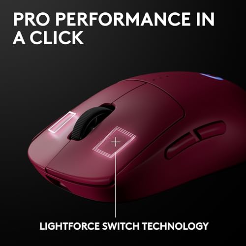 Logitech G PRO 2 Lightspeed Ambidextrous Wireless Gaming Mouse - Magenta | Symmetrical design, <4 customizable magnetic side buttons, USB-C charging, PowerPlay Wireless Charging Supported, For PC/Mac - color: Magenta