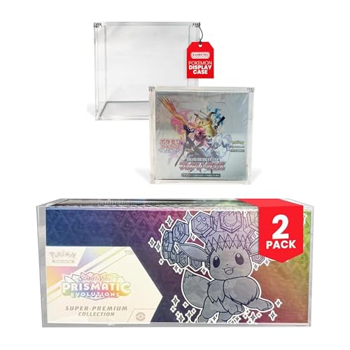 PET Protector + Acrylic Display Case Bundle for Pokémon Cards – Fits Prismatic Evolutions Super Premium Box & 151 Japanese Booster Box