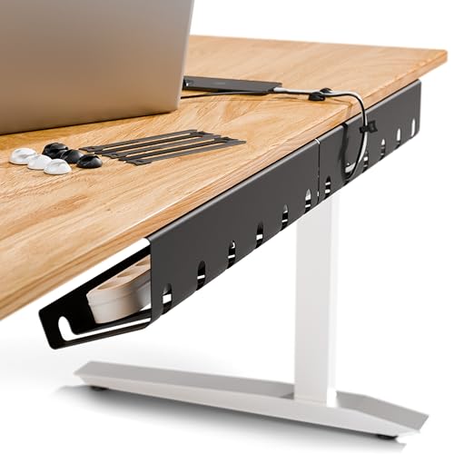 PAMO Cable Management Under Desk, Set of 3 - Black | Easy under-table mounting keeps cables organized, includes 10 cable ties for a clean and tidy office or home workspace. - color: Black, size: Set of 3