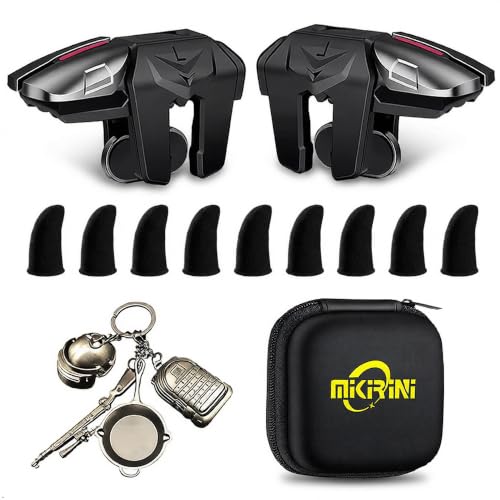 Mikirini 13 in 1 PUBG Mobile Phone Controller Combo, L2R2 4 Gaming Triggers | For PUBG/Call of Duty/Free Fire/Fornite, compatible with iPhones & Android Smart Phones, 6 fingers operation