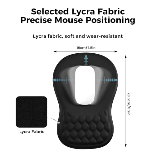 EooCoo Massage Ergonomic Mouse Pad with Dual-Slope Design Wrist Rest | Carpal Tunnel Relief, Memory Foam Wrist Rest, Non-Slip PU Base, Office Desk Accessories - color: Midnight Black