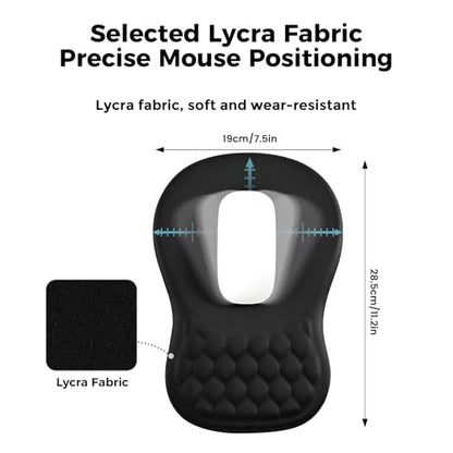EooCoo Massage Ergonomic Mouse Pad with Dual-Slope Design Wrist Rest | Carpal Tunnel Relief, Memory Foam Wrist Rest, Non-Slip PU Base, Office Desk Accessories - color: Midnight Black