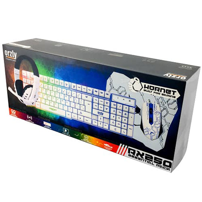 Gaming Keyboard and Mouse and Gaming Headset & Mouse Pad, Wired LED RGB Backlight Bundle for PC Gamers Users - 4 in 1 White Edition Hornet RX-250 - color: White
