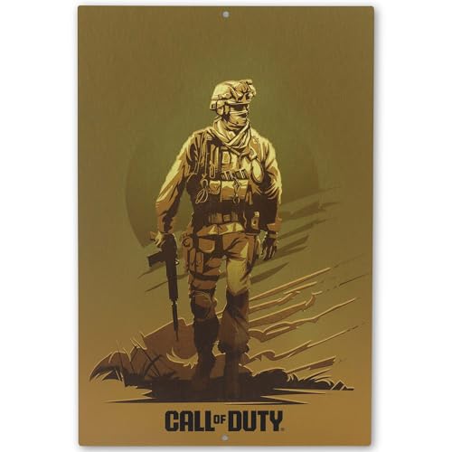 Call of Duty Modern Warfare Metal Wall Decor | Vintage COD Sign for Bedroom or Game Room - color: Gold