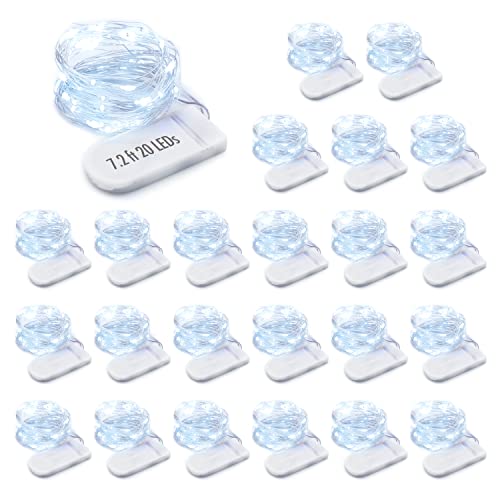 MUMUXI 24 Pack 7.2ft LED Fairy Lights Battery Operated, 20 Mini Battery Powered String Lights for Centerpiece Table Decorations, Wedding Party Bedroom Mason Jar Christmas, Cool White - color: Cool White, size: 7.2 Ft-24 Pack-20 LED