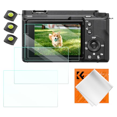 K&F CONCEPT 3pcs Screen Protector Compatible with Sony ZV-E1/A7 IV/A6700/A7CII Camera & Hot Shoe Cover, Ultra Clear Tempered Glass Screen Protector, Anti Scratch Bubble Free Ultra Resistant - size: ZV-E1/A6700/A7 IV/A7CII