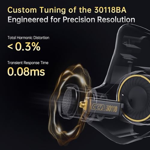 CCA Xyrra Dual Driver in-Ear Monitor Headphones,1DD+1BD HiFi IEM Earphones,Wired Gaming Earbuds for Gamers Musicians - color: Black, style: Without Mic,3.5mm