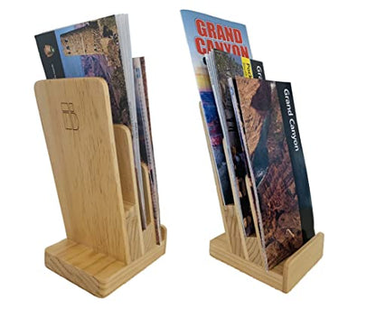Elegant 3-Tier Pine Wood Literature Holder, Trifold Brochure Holder, Flyer Holder, Postcard Display and Countertop Wooden Display Stand [Pack of 1] - style: Pine 1-Pack