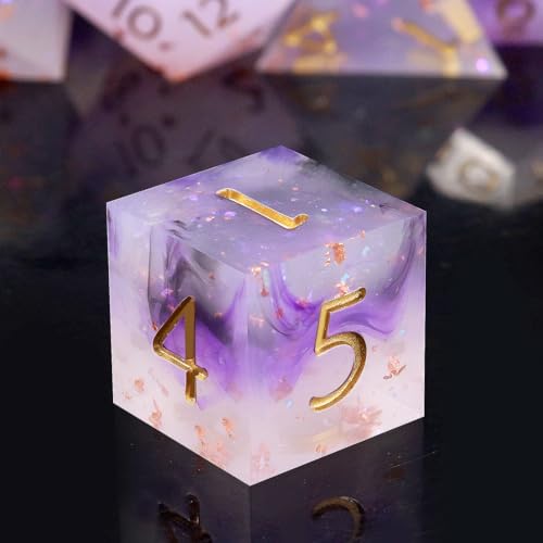 Haxtec Sharp Edge Dice Set Black Purple White Resin DND Dice Set Glitter Polyhedral D&D Dice Compatible with Dungeons and Dragons - color: Purple Pink