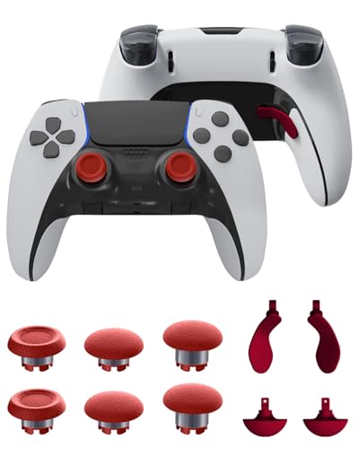 CHARM FOCUS Replacement Kit Thumbsticks & Back Paddles for PS5 Edge Controller, Analog Thumb Sticks Caps Interchangeable for PS5 Dual Sense Edge Stick Module, 6 Joysticks, 4 Back Buttons, Red - color: Red, size: 6 Joysticks + 4 Back Buttons