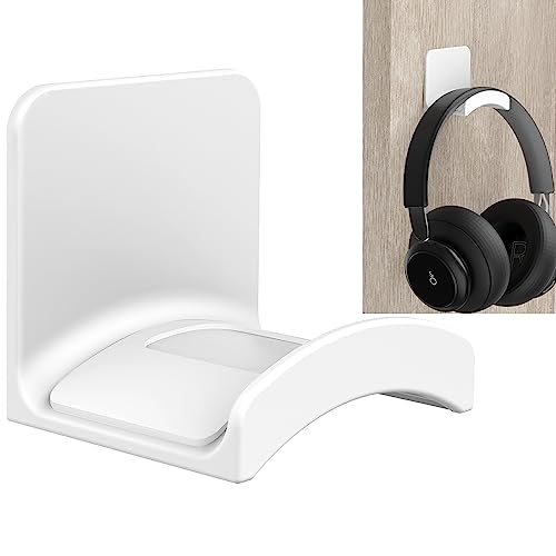 SOKUSIN Headphone Stand Headset Holder, White | Adhesive Gaming Earphones Hanger, Universal Desk Wall Mount Hook, Compatible with Beats, AirPods Max, Sony, JBL - color: White