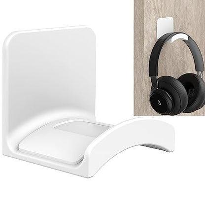 SOKUSIN Headphone Stand Headset Holder, White | Adhesive Gaming Earphones Hanger, Universal Desk Wall Mount Hook, Compatible with Beats, AirPods Max, Sony, JBL - color: White
