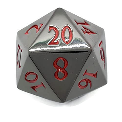 Metal D20 F Dice Critical Fail F 20 Sided Die Set DND Number Role Playing Game Dungeons and Dragons D&D Black Silver Red Blue Gold Copper Purple Green Pink White (Single Dice, Black with Red Text) - color: Black With Red Text, style: Single Dice