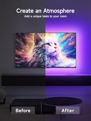 KANTUTOE LED Lights for TV, 16.4ft TV LED Backlight for 45-75 Inch TVs, RGB TV Backlight Behind with Music Sync, Smart APP and Button Control Strip Lights USB Powered for Bedroom/Gaming - size: 16.4ft for 45"-75" TV