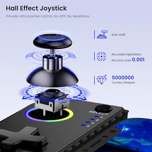 AXYBCOOL Mobile Wireless Phone Controller for iphone/Android with Hall Joystick, Mobile Game Controller with Phone Case Support