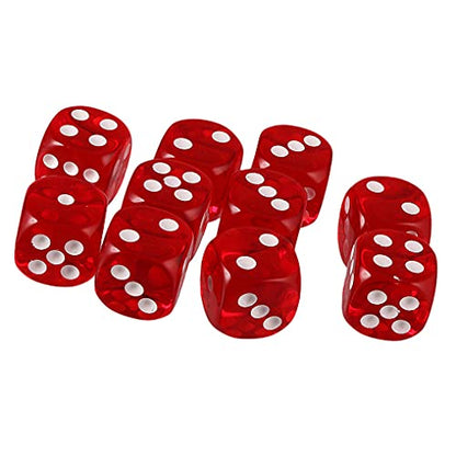 10PCS Polyhedral Dice - D6 Acrylic Dice (16mm, Transparent Red) for RPG, MTG, DND, Table Games - color: Transparent Red