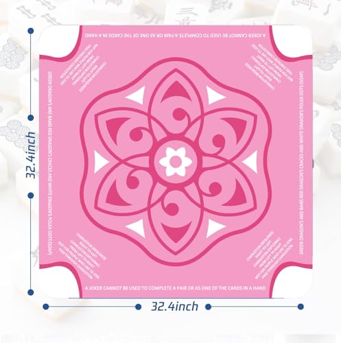 Waterproof Surface Mahjong Mat - Non-Slip Noise Reduction Gaming Mat 32.4x32.4 Inch for Mahjong/Poker/Board Games/Card Games/Dominoes