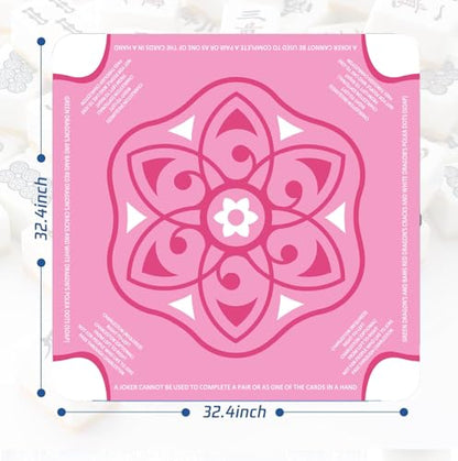 Waterproof Surface Mahjong Mat - Non-Slip Noise Reduction Gaming Mat 32.4x32.4 Inch for Mahjong/Poker/Board Games/Card Games/Dominoes