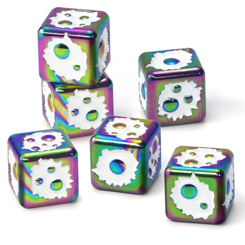 ZHOORQI Metal D6 Dice Set, 6 Sided Dice for DND RPG（Dazzling White） | Poison Bubble Design Six Sided Dice, Heavy & Balanced for Precise Rolling, Great RPG Gifts for DM Players - color: D6-blue Purple