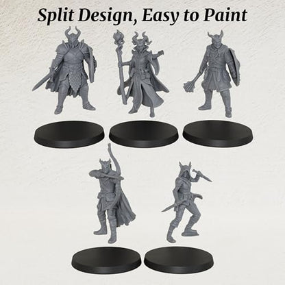 AUSPDICE Fantasy Human Miniatures28mm Dungeon Masters RPG Gift AS1002 | Unpainted Tabletop RPG Miniature Game Figures Set of 5pcs 1:56 Scale Minis Figurine Pack Great