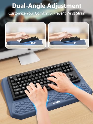 2-in-1 Ergonomic Keyboard Stand with Wrist Rest, Comfy Keyboard Riser Holder with Massage Design, Blue - color: Blue