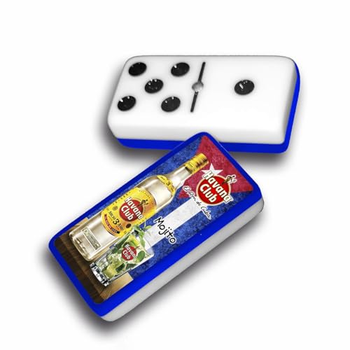 Dominos Set for Adults – Professional Double 9 Cuban Dominoes Set, Classic Travel Board Game with Wood Case Juegos de Mesa (Mojito Flag Cuba) - color: Mojito Flag Cuba