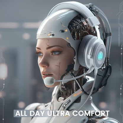 EKSA USB Gaming Headset for PC, Computer Gaming Headphones with Detachable Microphone Noise Cancelling, 7.1 Surround Sound, 50MM Driver, Wired Headset for PS4 PS5, Xbox One, Laptop (White) - color: White