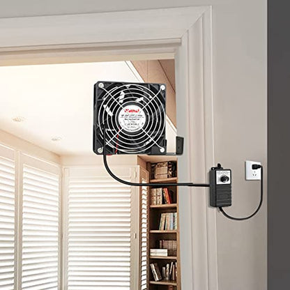 Wathai doorway corner fan for moving heat wood stove doorway air fan | Dual Ball AC 110V 240V 120mm x 38mm Muffin Fan with Variable Speed Controller for Fireplace, Network Cabinet - style: 1238