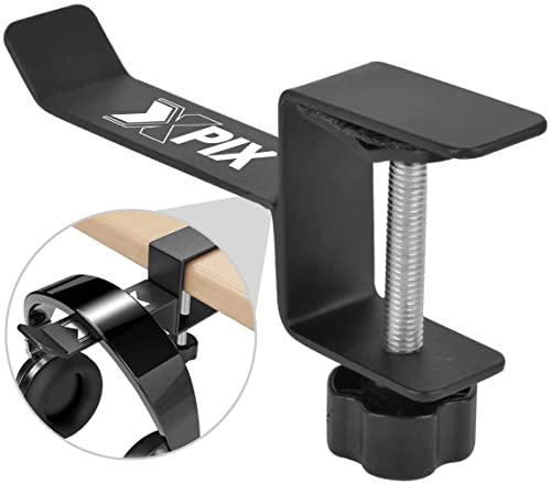 Metal Headphone Headset Holder Hanger with Under Desk Design Mount Clamp Clip Grip - Hooks onto Surface Without Glue Or Mess - Fits Headphones