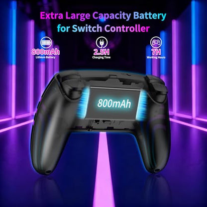 VidPPluing 2 Pack Switch Controllers, RGB Switch 2 Controller for Nintendo Switch/Switch 2/Lite/OLED, Wireless Pro Controller with Motion Sensor/Dual Vibration/Turbo/Wakeup - color: Black & White