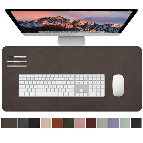 CHEERYGOO Leather Office Desk Pad Protector, Non-Slip PU Leather Desk Blotter, Waterproof Laptop Writing Mouse Pad for Office and Home,23.6"x 13.8" M Dark Coffee - color: Dark Coffee, size: 23.6" x 13.8"