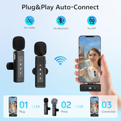 Mini Microphone for iPhone/Computer/Android/iPad,Lavalier Microphone with Noise Reduction and Crystal Sound,Clip-on Lapel Mic for Video Recording,Outdoor Interview,Tiktok,Vlog,YouTube