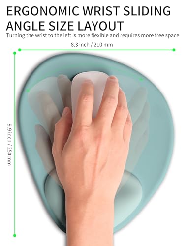 Palm-Rest and Wrist-Hugging Mouse Pad Wrist Rest, Ergonomic Wrist Support with Curve Fitting Cushioned Memory Foam for Carpal Tunnel Pain Relief, 9.9 x 8.3 Inch, Azure Dream - color: Azure Dream
