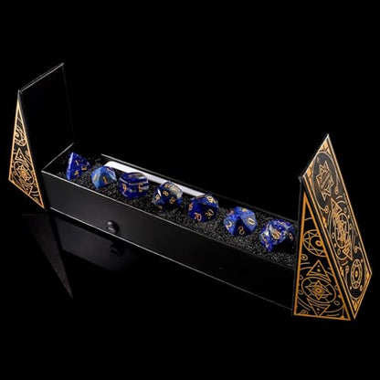 Unique Gemstone Dice Set 7PCS, Handmade Natural Stone Polyhedral DND Dice with Premium Gift Case for Board Game Lovers Birthday Gift - color: Zs-qj