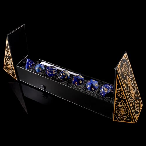 Unique Gemstone Dice Set 7PCS, Handmade Natural Stone Polyhedral DND Dice with Premium Gift Case for Board Game Lovers Birthday Gift - color: Zs-qj