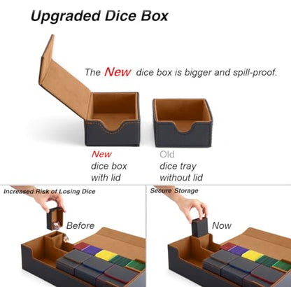 MTG Deck Box Holds 5 Display Card Deck Boxes with Playmat and Dice Box,Includes 10 colorful dividers and 1 card supporter, Trading Card Storage Box For Magic Game Cards(Black and Brown) | Holds 5 Deck Boxes (not included)/650 Single/520 Double-Sleeved Car