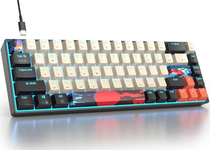 Fogruaden RGB Wired 60% Percent Keyboard Mechanical, 68 Keys Gaming Keyboard 60 Percent with Red Switch, Small Compact Mechanical Keyboard for Win/Mac Laptop PC Gamer (Carbon/68) - color: Red Switch/68Carbon