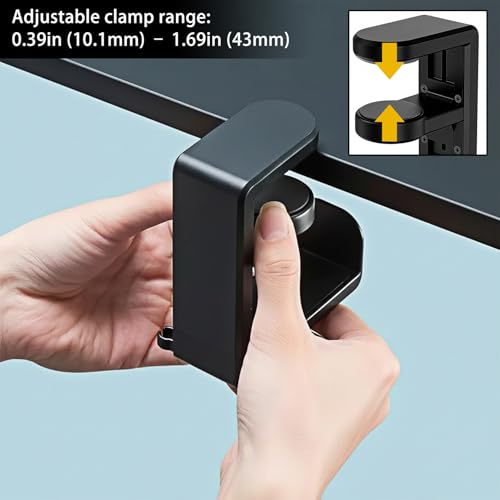 Under Desk Headphone Hanger & Cable Clip, Adjustable Clamp On Headset Stand Holder 360 Swivel, Gaming Setup Accessories for PC Gamers, Multi-Purpose Hook for Bags & Office Organization