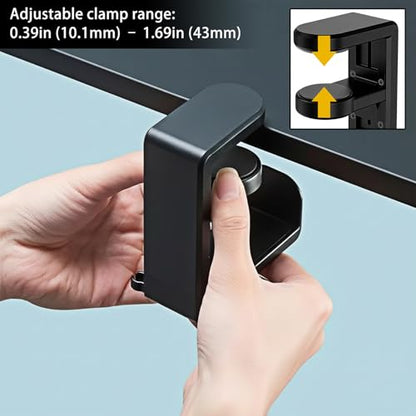 Under Desk Headphone Hanger & Cable Clip, Adjustable Clamp On Headset Stand Holder 360 Swivel, Gaming Setup Accessories for PC Gamers, Multi-Purpose Hook for Bags & Office Organization