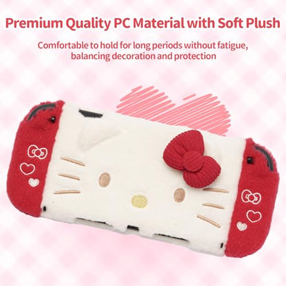 Kuitmor Plush Protective Case for Switch 2, Kawaii Protective Shell Hard PC Slim Cover Case Compatible with Switch 2025 Game Console and Joystick Controller - HLK