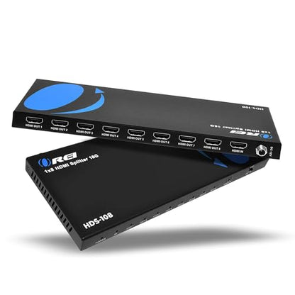 OREI UltraHD 1 in 8 Out HDMI Splitter 4K@60Hz 4:4:4 - HDMI 2.0 and HDCP 2.2 compliant with 3D support and EDID control - size: 4K Splitters 1x8