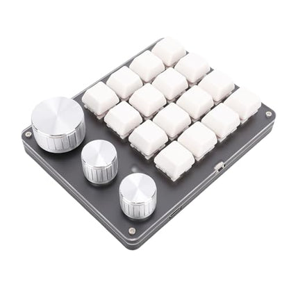 Custom Keypad Macro Pad Programmable 16 Key Wired Small Mechanical Gaming Keyboard for Copying Pasting PS Graphics (White) - color: White