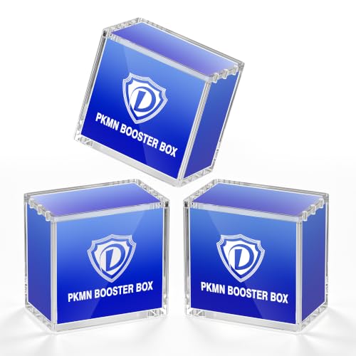 Clear Storage Bins,Booster Box Case with Magnetic Closure,Vertical Acrylic Display Case,5mm Thick Stackable Display Box for Card Collection Display(Booster Box Case,3 Pack) - size: Booster Box Case